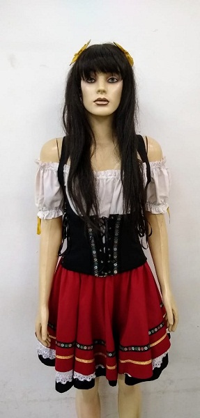 Alem� Corpete preto e vermelho